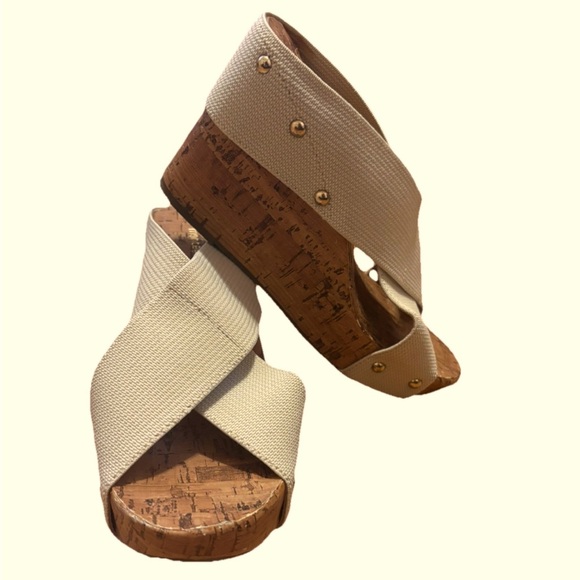 Montego Bay Club Tally Women's 8 Cross Cross Slide Sandal Cork Platform Wedge - Picture 1 of 6